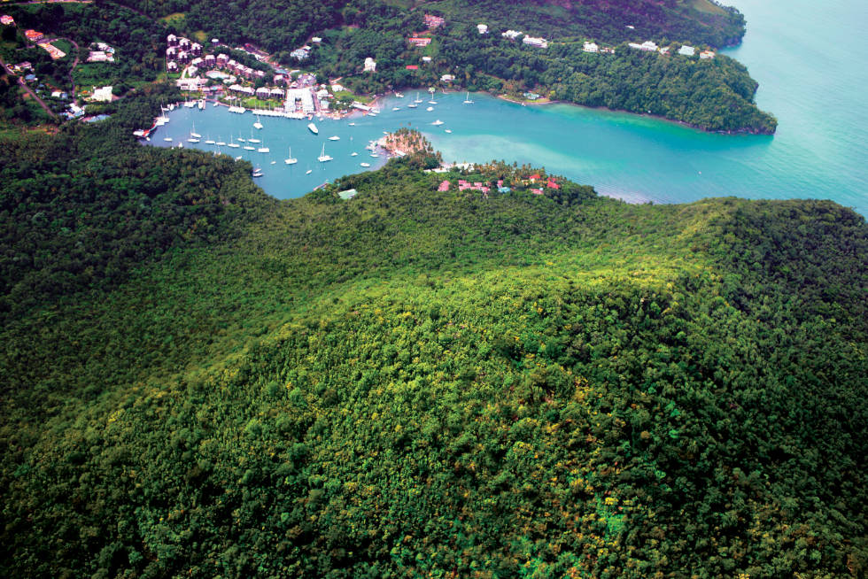 Arial view of Marigot Bay 